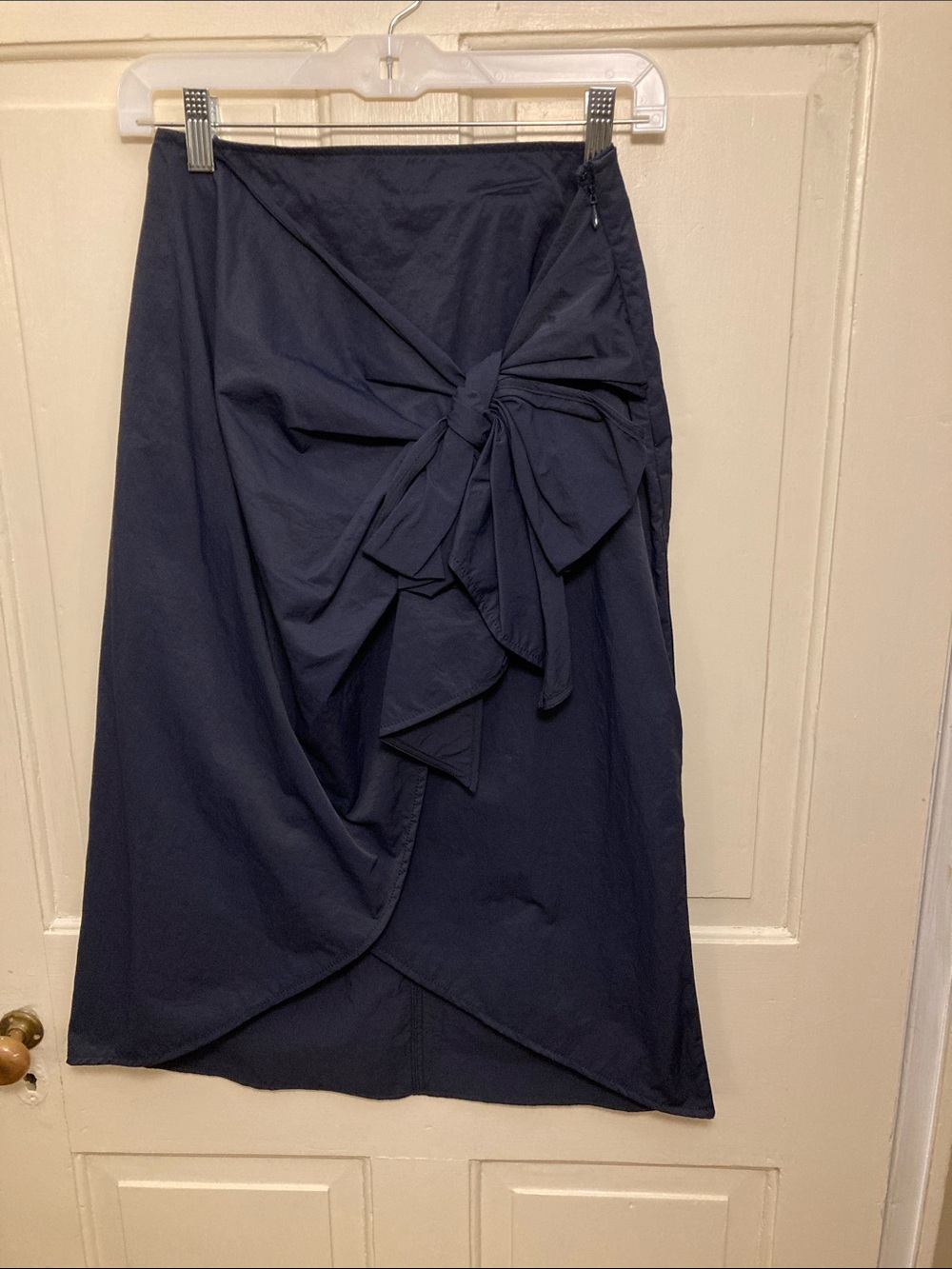 NWOT JW Anderson by Uniqlo Navy Knot-Front Midi Skirt, Size XS